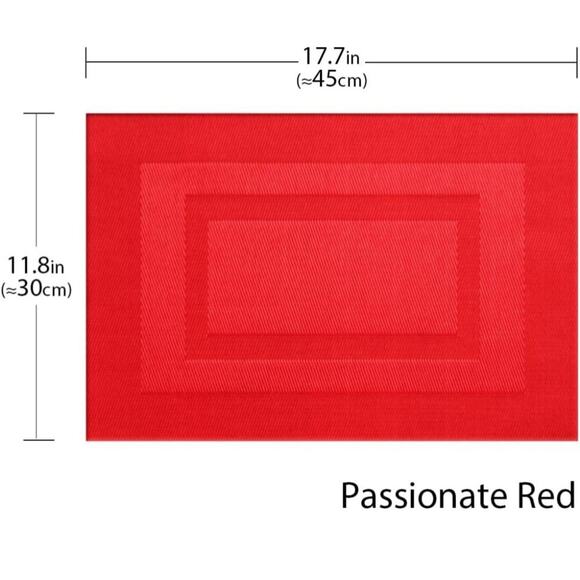 8 PCS Vinyl Placemats Washable Indoor/out Dining Table Mats Heat Resistant Red - Picture 2 of 4